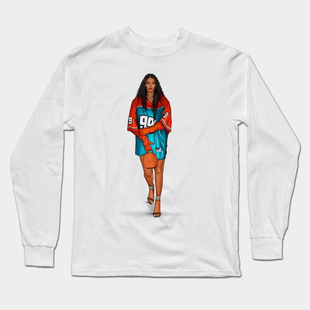 Rihanna Long Sleeve T-Shirt by PrintPrayLove